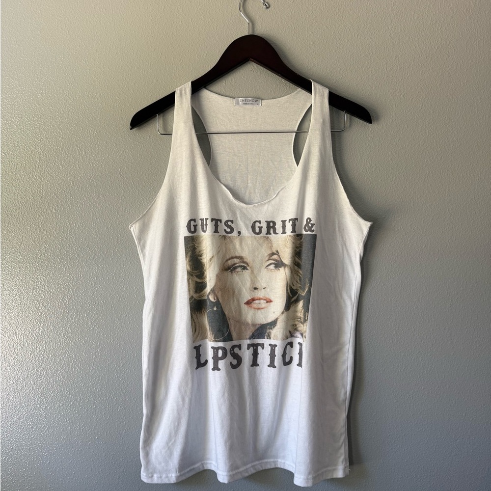 Dolly Parton Women's White Graphic Tank Top